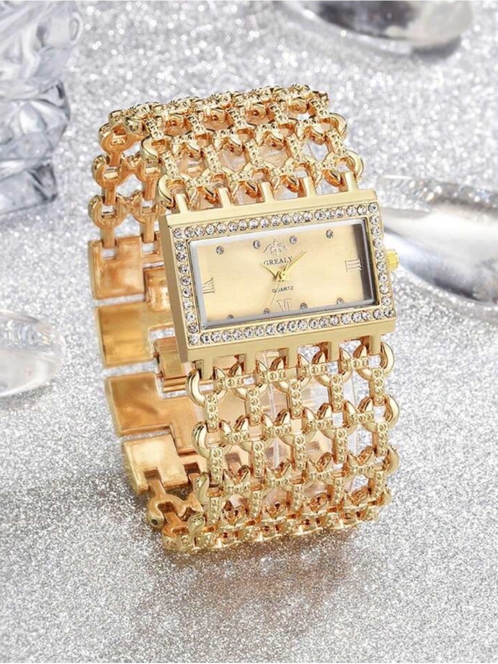 Gold Crystal-Trim Bracelet Watch for Women - Picture 4 of 9